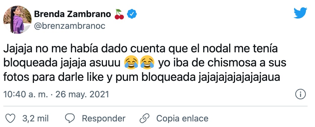 Brenda dice que Nodal la bloqueó por culpa de Belinda