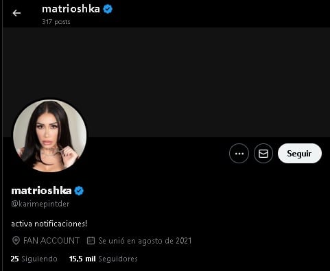 Cuenta fan de Karime Pindter.