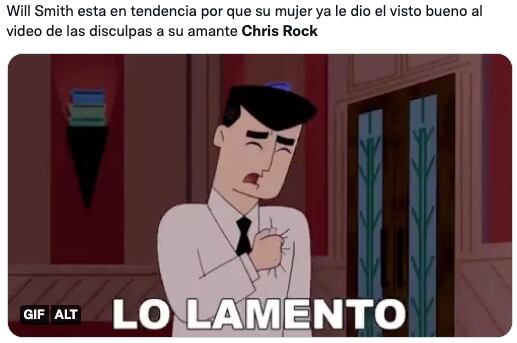 Memes sobre disculpa de Will Smith a Chris Rock