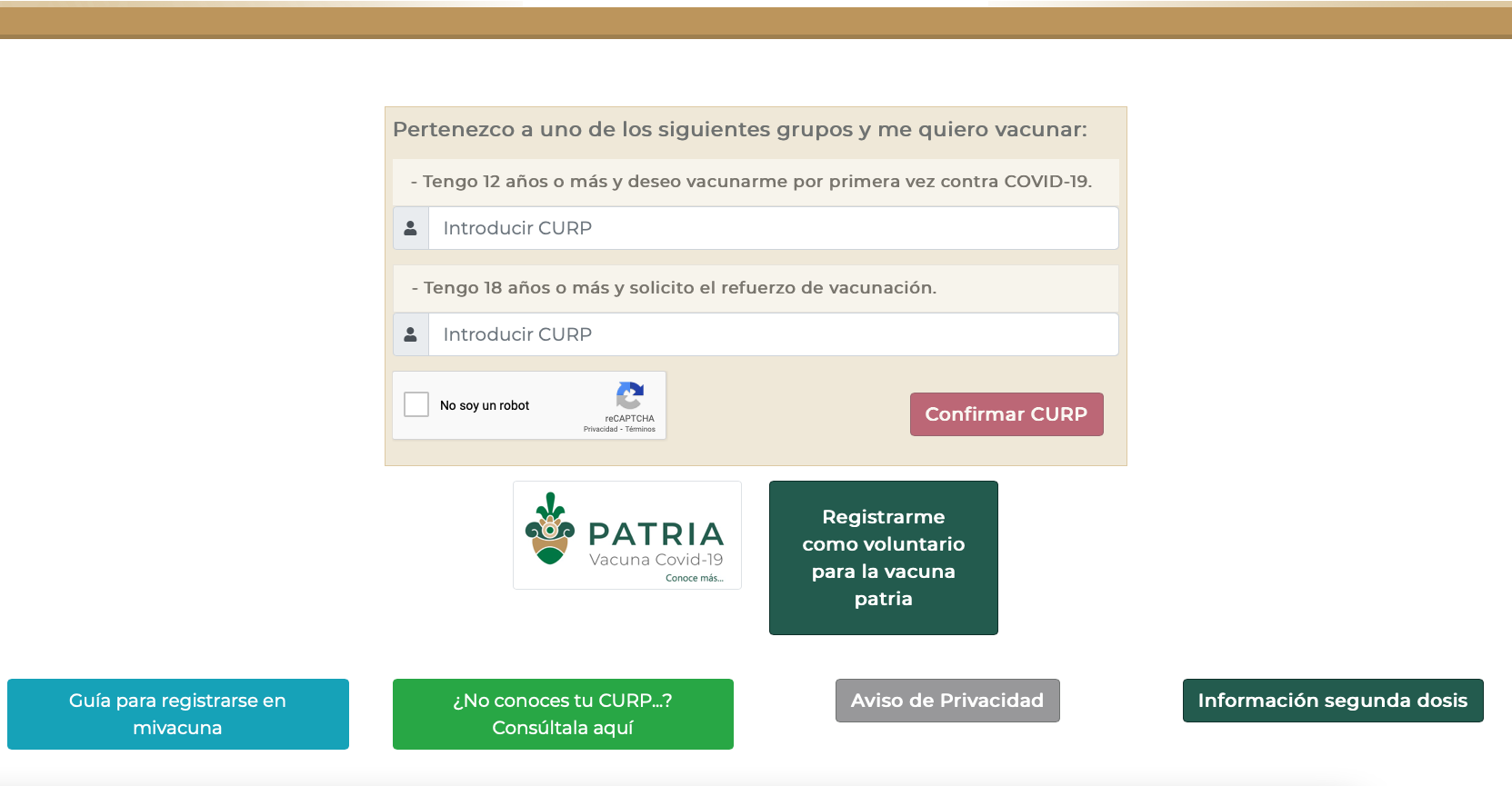 aún no está habilitado el registro de la vacunación para niños de 5 a 11 años/captura de pantalla