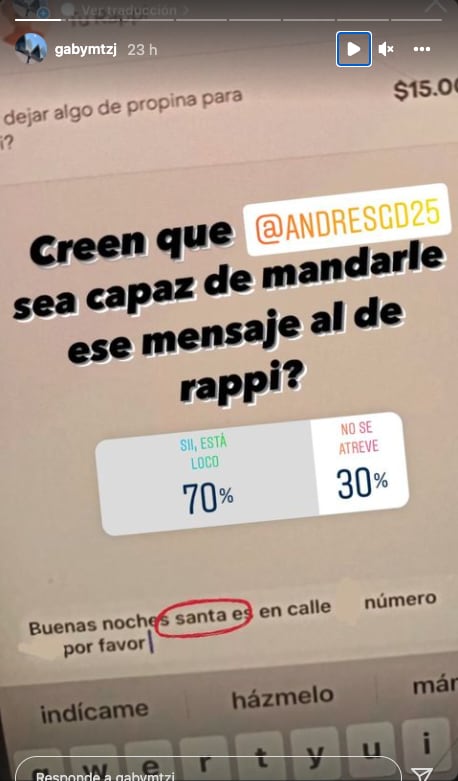 Captura de mensaje del repartidor
