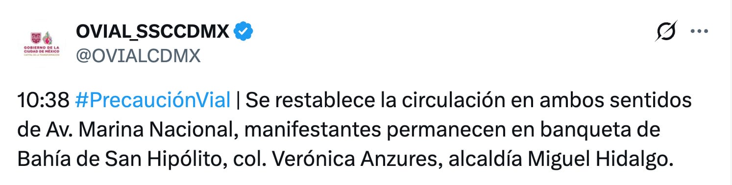 Jubilados de Pemex protestan en avenida Marina Nacional contra tope a pensiones