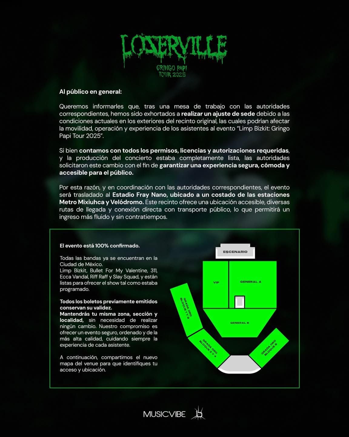 Concierto de Limp Bizkit en CDMX cambia de lugar