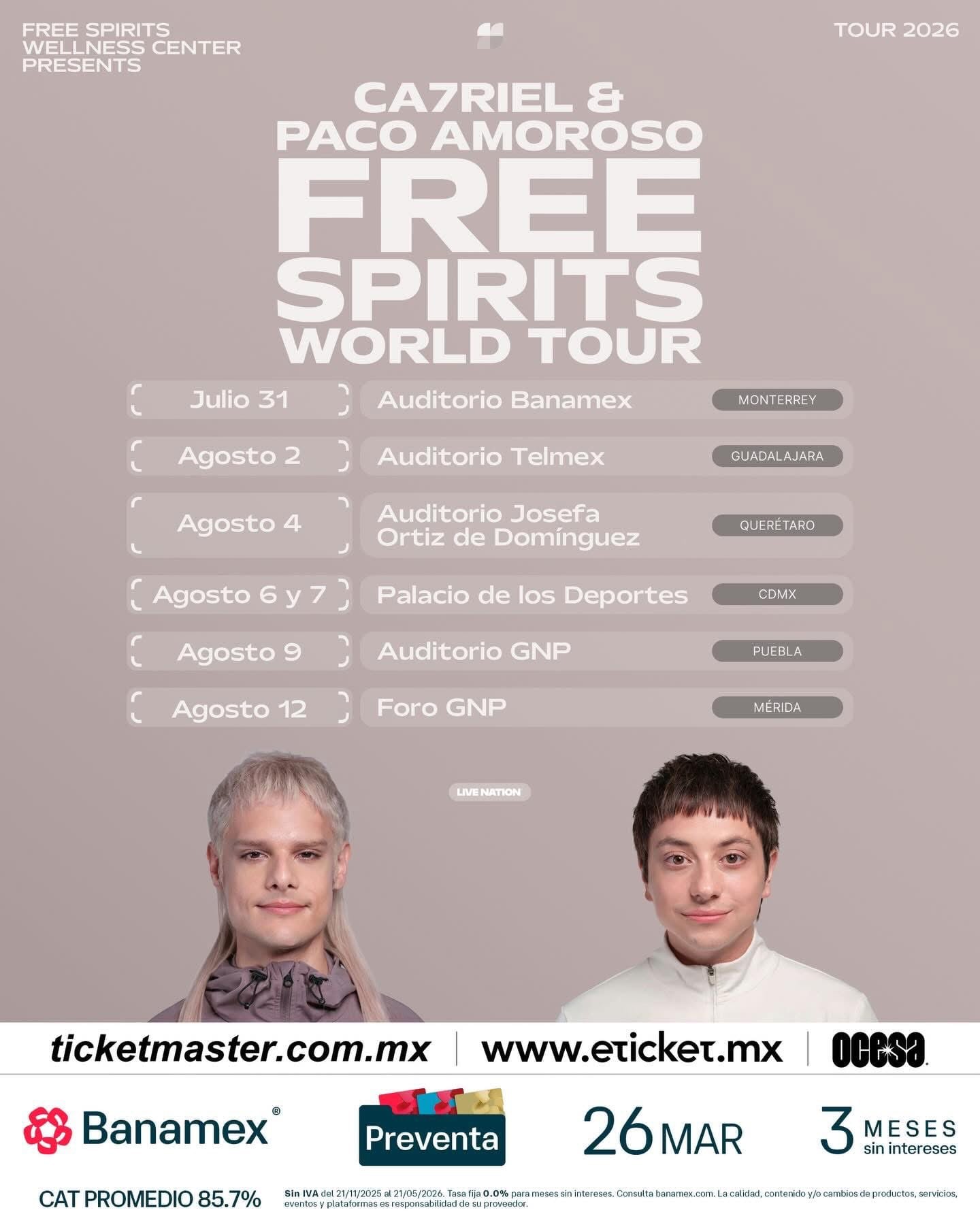 Ca7Riel Y Paco Amoroso en Palacio de los Deportes: precios, fechas y preventa