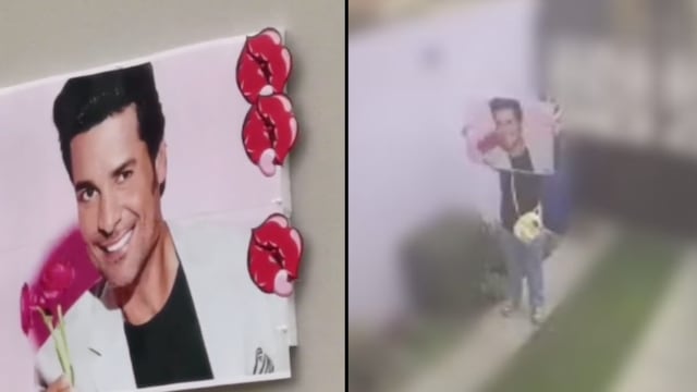 Niño se roba cartel de Chayanne para su mamá
