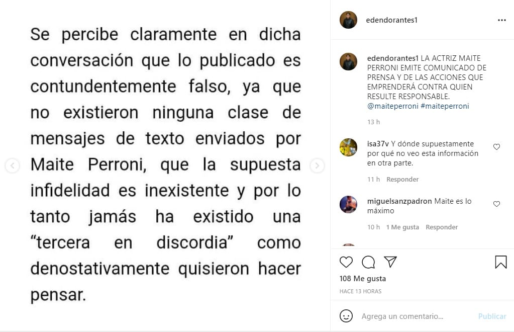 Maite Perroni comunicado