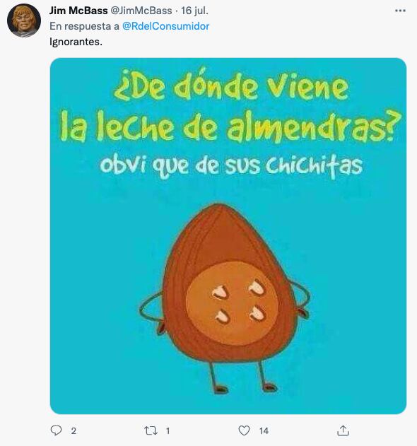 Meme sobre la leche de almendras