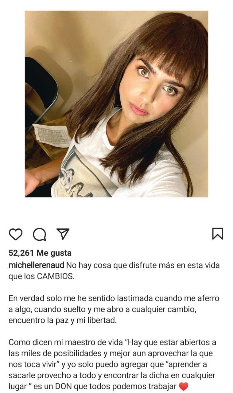 ¡Michelle Renaud se ve guapísima! Presume en Instagram su cambio de look