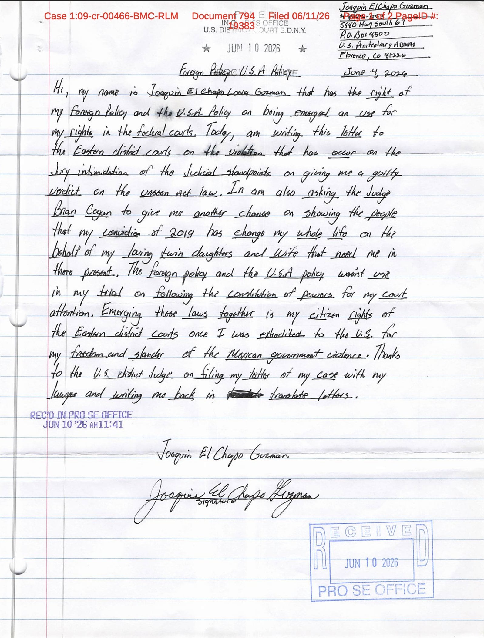 Carta de Chapo
