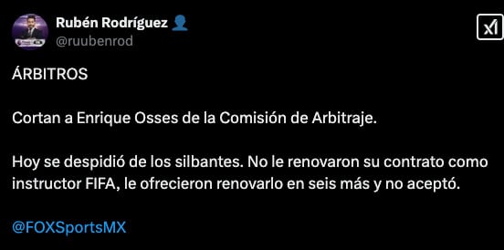 Enrique Osses fuera de la Comisión de Arbitraje