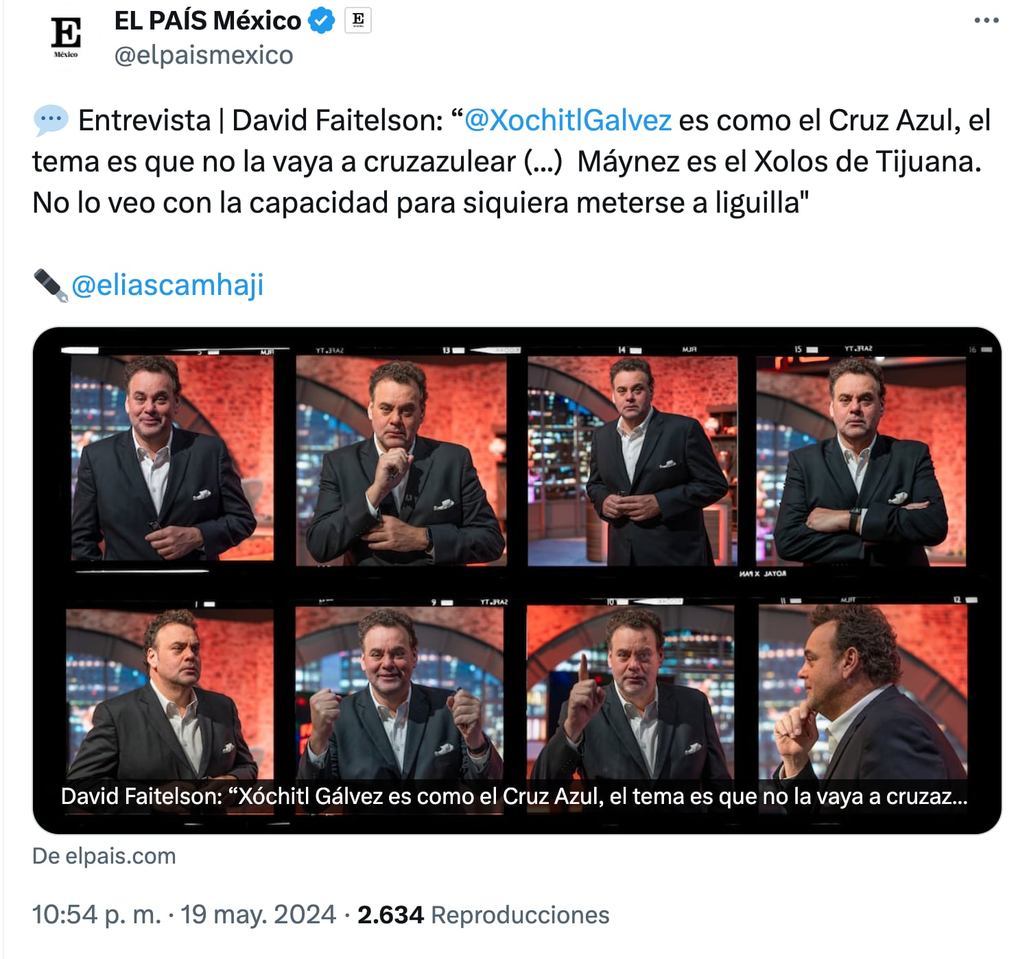 David Faitelson compara a Xóchitl Gálvez con el Cruz Azul