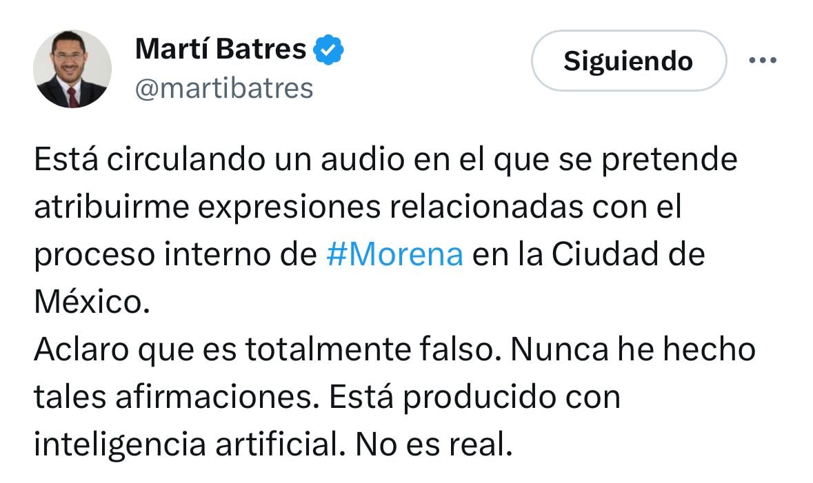 Martí Batres desmiente audios vía X / Captura de pantalla