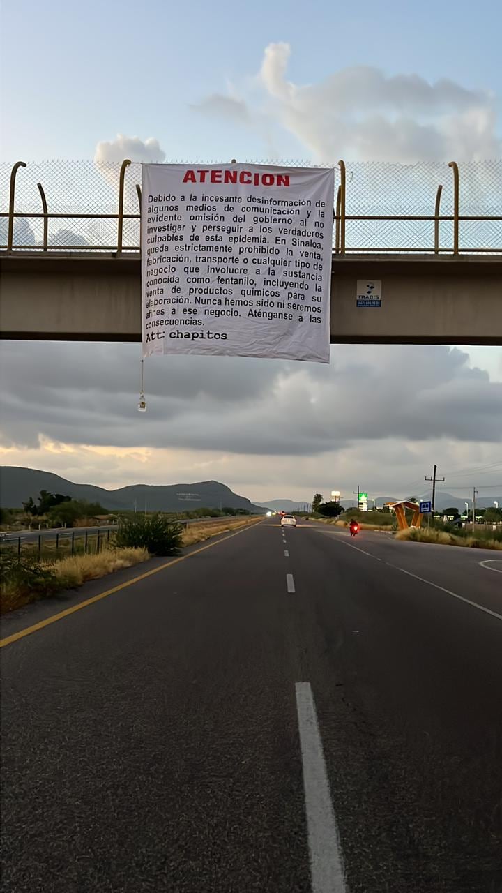 Narcomanta de Los Chapitos en Sinaloa