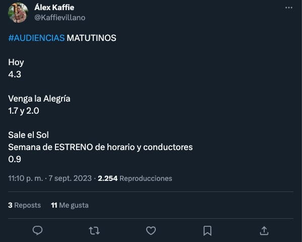 Sale el Sol oficialmente registra su rating más bajo