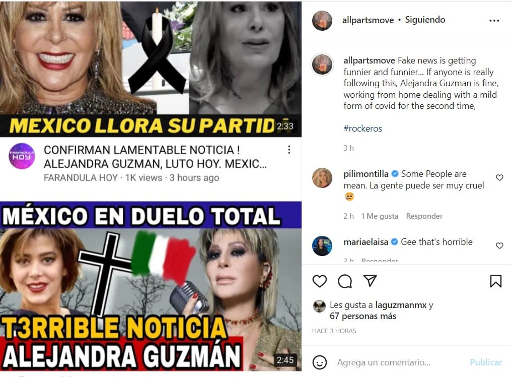 Fake news sobre Alejandra Guzmán