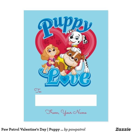 Carta Paw Patrol para San Valentín