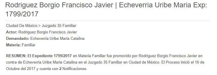 María Catalina Echeverría Uribe y su relación con Francisco Javier Borgio Rodríguez.