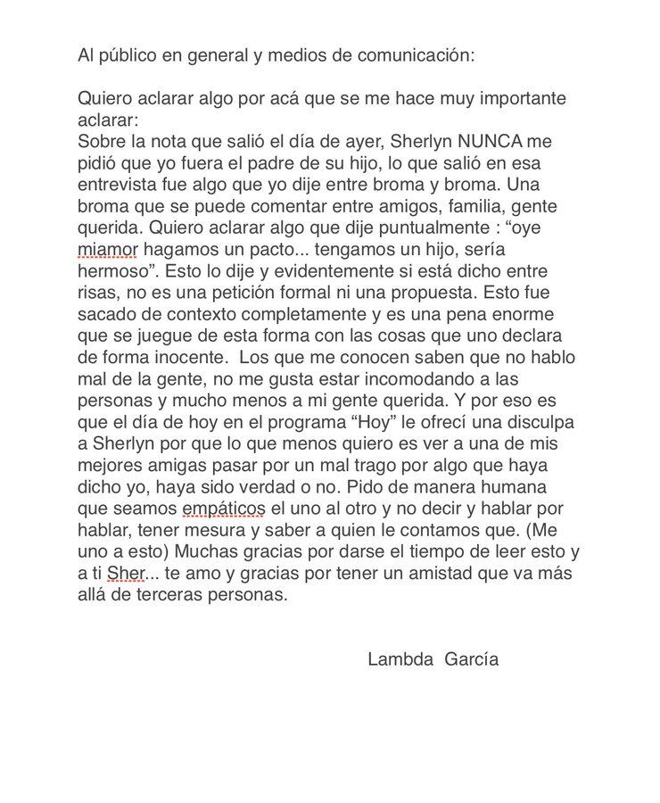Comunicado de Lamba García