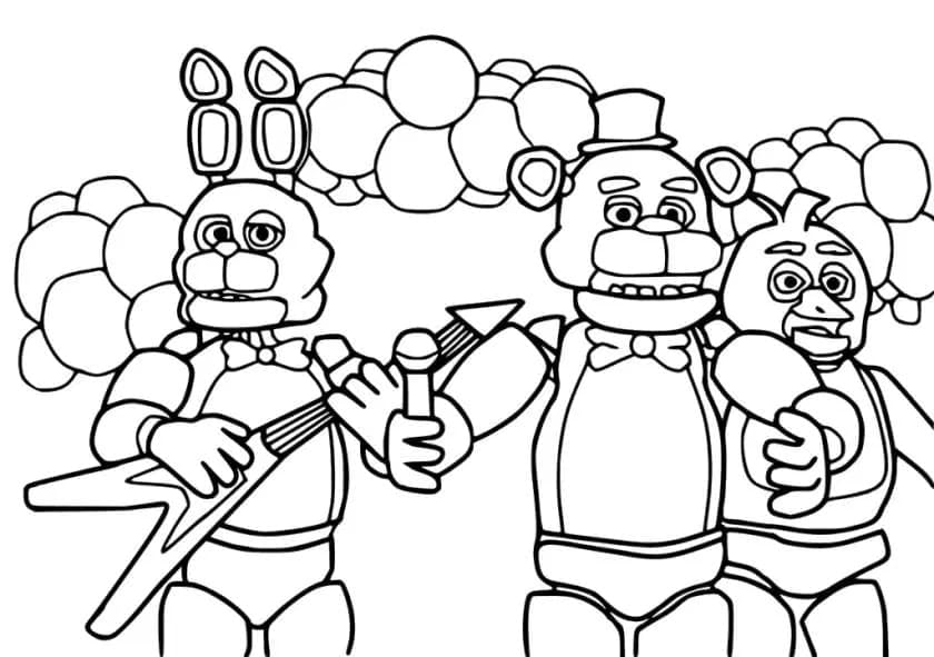 Concierto en los dibujos de Five Nights at Freddy’s para colorear