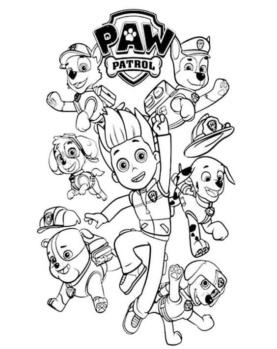 Dibujos de Paw Patrol regreso a clases para colorear