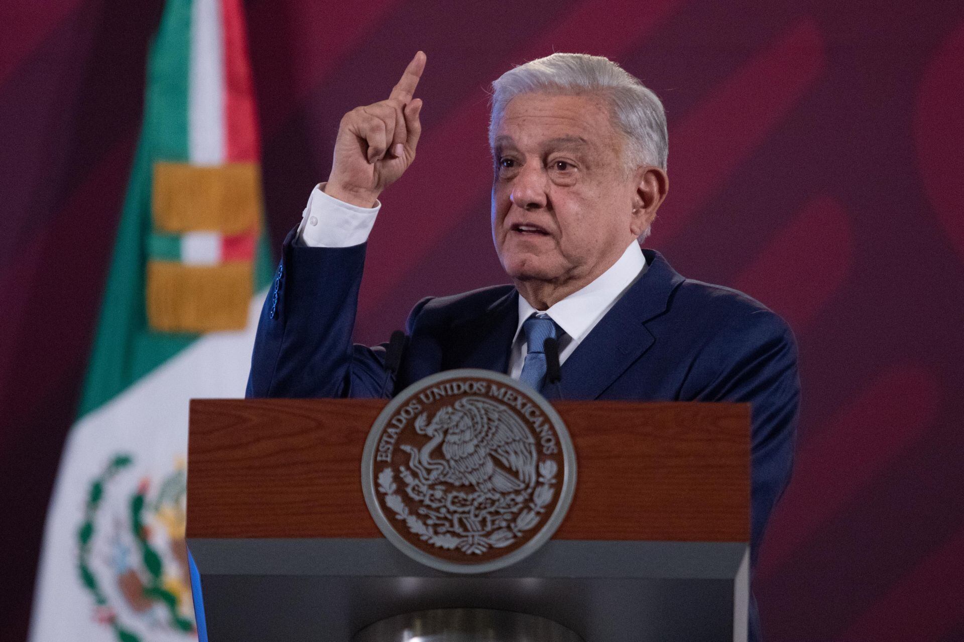 Andrés Manuel López Obrador, presidente de México durante conferencia de prensa en Palacio Nacional donde se enfocó en responder preguntas de los medios de comunicación