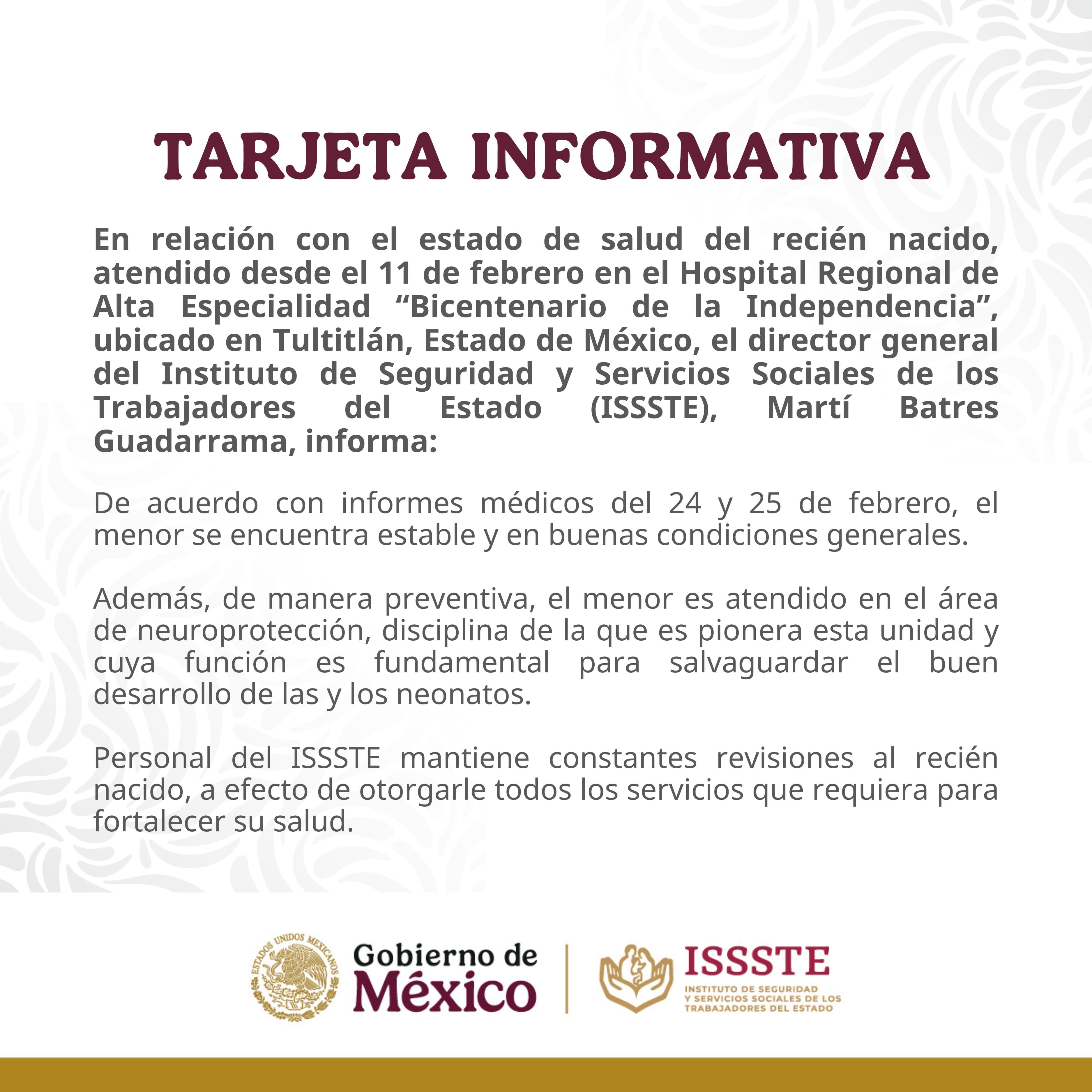 Bebé abandonado en Tultitlán: actualización de su estado de salud
