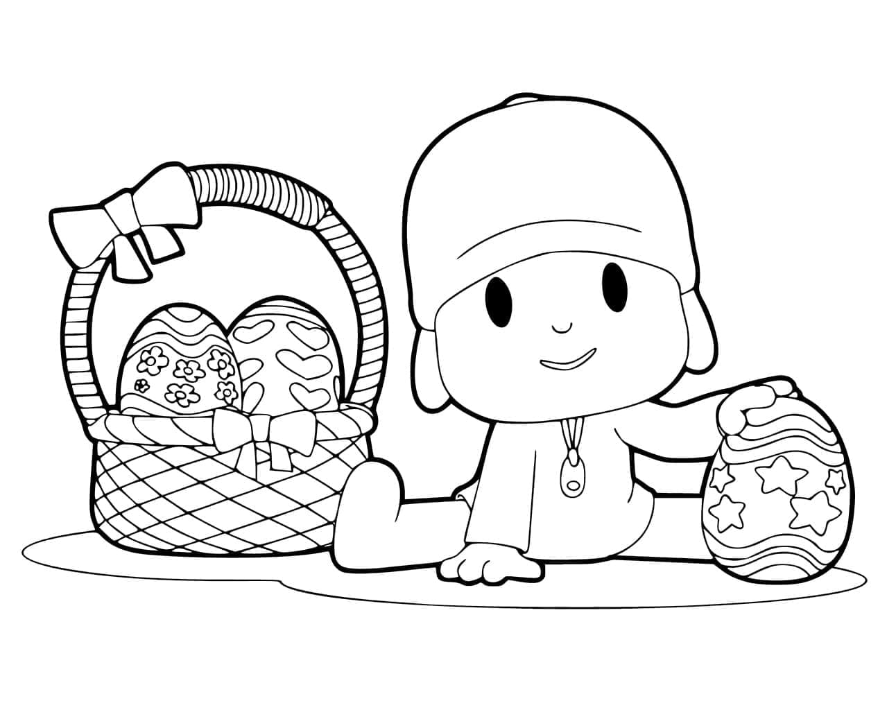4 dibujos de Pascua de Pocoyó para colorear que puedes imprimir