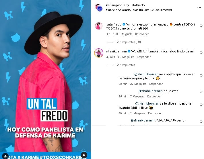 Shanik Berman le pide a Un Tal Fredo hablar bien de ella en la gala de La Casa de los Famosos México 2024.