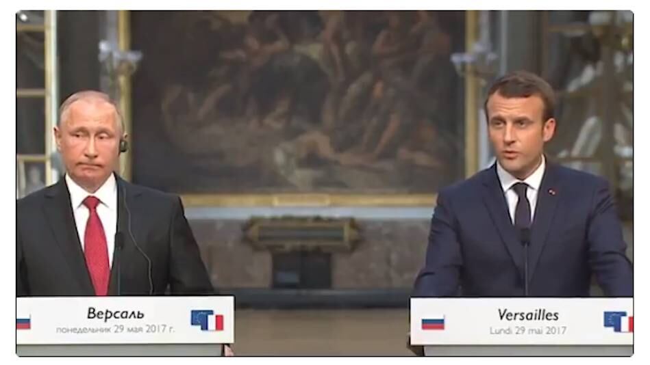 Vladimir Putin y Emmanuel Macron.