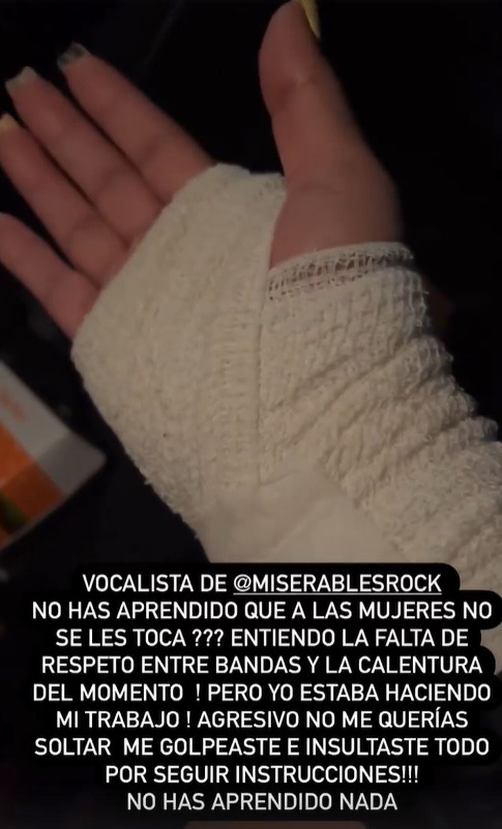 Alejandra Corvalán expone la violencia del vocalista de Los Miserables.