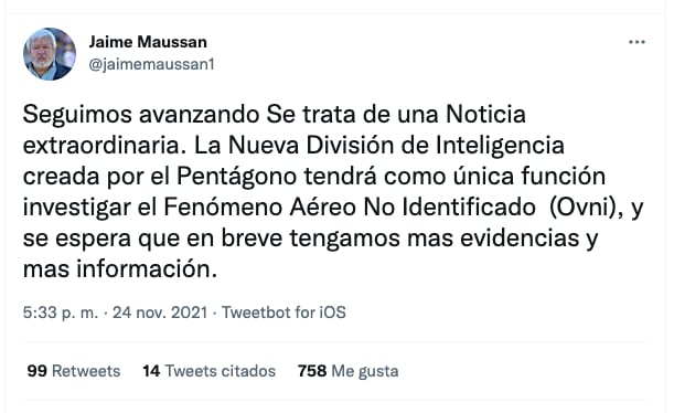 Jaime Maussan opina sobre la creación de la oficina que investiga el fenómeno Ovni por parte del Pentágono