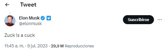 Elon Musk llama cornudo a Mark Zuckerberg