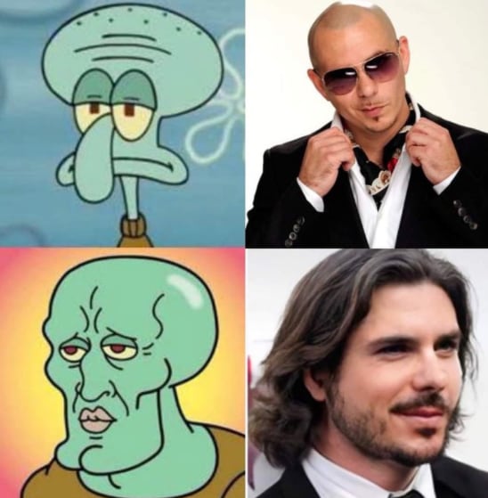 Meme de Pitbull con cabello largo
