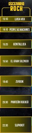 Escenario Rock horarios