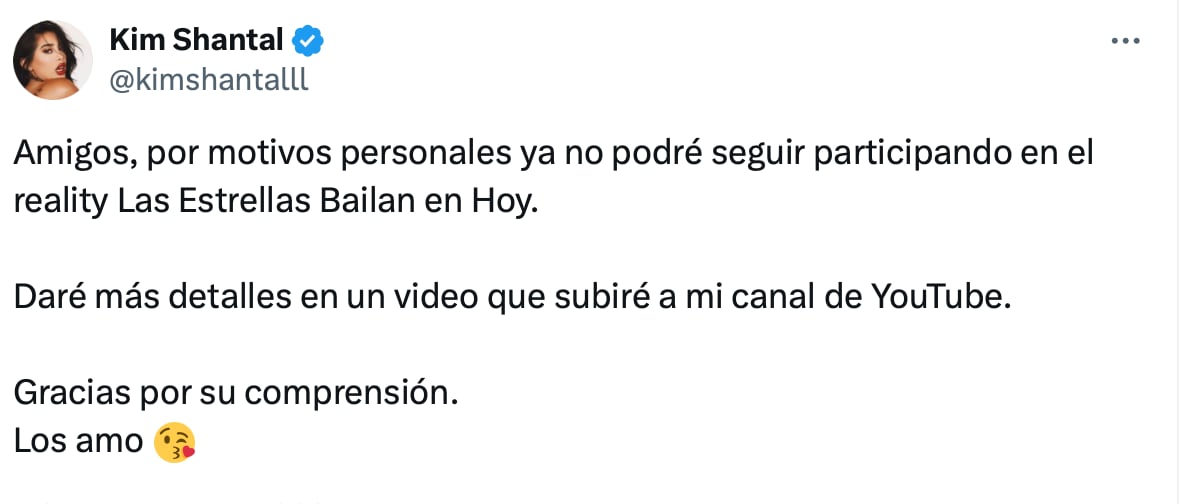 Kim Shantal renuncia a Las Estrellas bailan en Hoy 2024 y promete contarnos la razón muy pronto