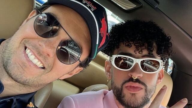 Checo Pérez y Bad Bunny llegaron juntos al GP de Miami.