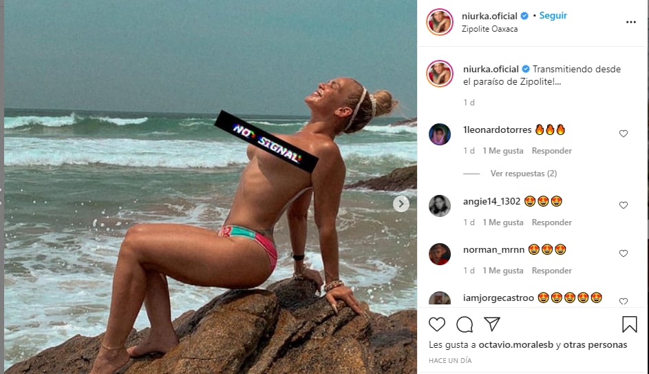 Post en Instagram de Niurka en Zipolite.