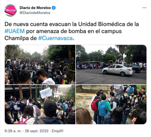 amenaza de bomba en la UAEM de Cuernavaca hoy