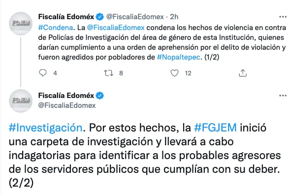 Fiscalía condena agresión a policías