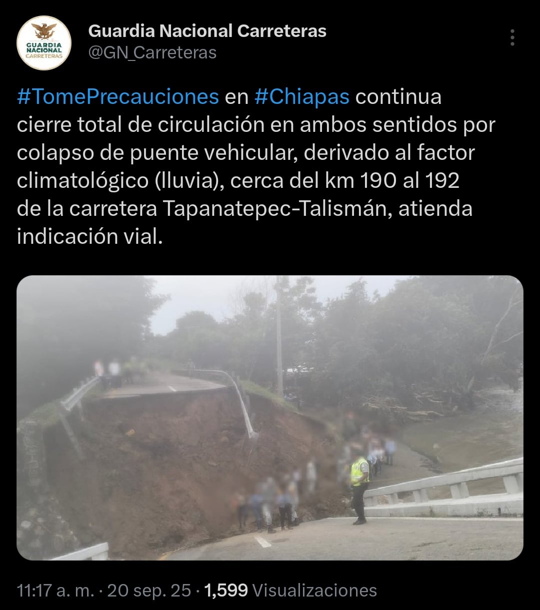 Colapso de puentes en Chiapas