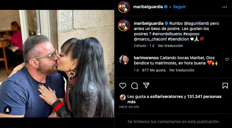 Maribel Guardia responde a los rumores de su matrimonio con Marco Chacón