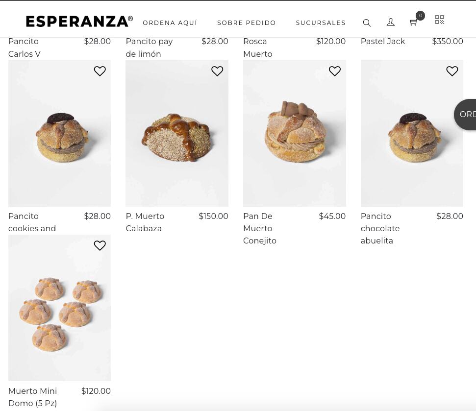 Pan de muerto en La Esperanza y su precio