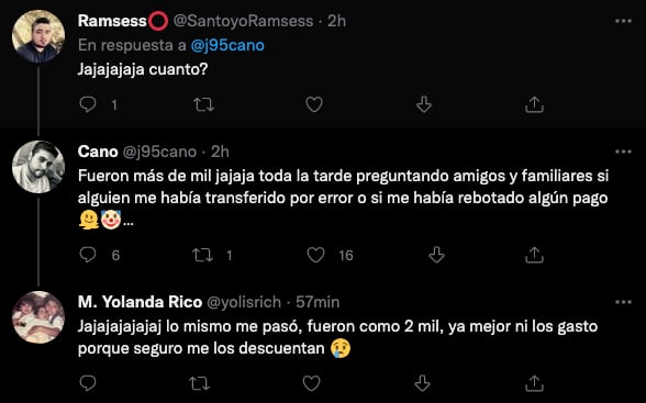 Usuarios que recibieron depósito por "error"