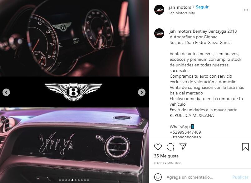 Bentley Bentayga firmada por Gignac