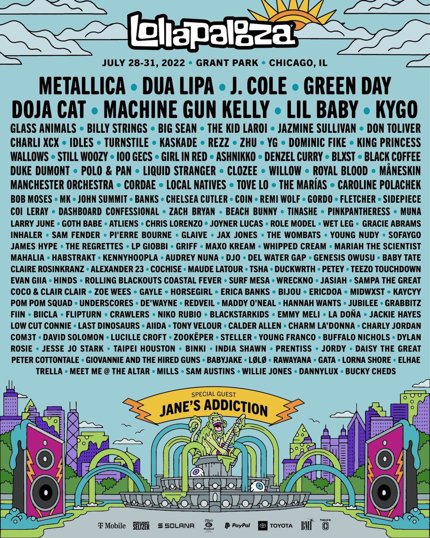 Lollapalooza 2022: Metallica y Dua Lipa encabezan el cartel