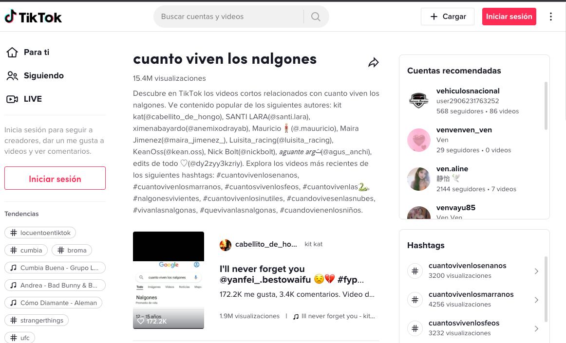 Tendencia en TikTok de cuánto viven los nalgones