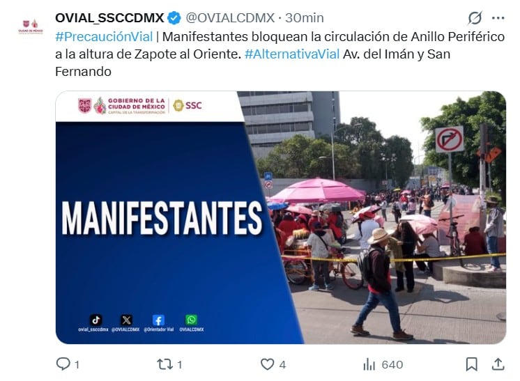 Bloqueo en Periférico Sur en protesta contra la gentrificación
