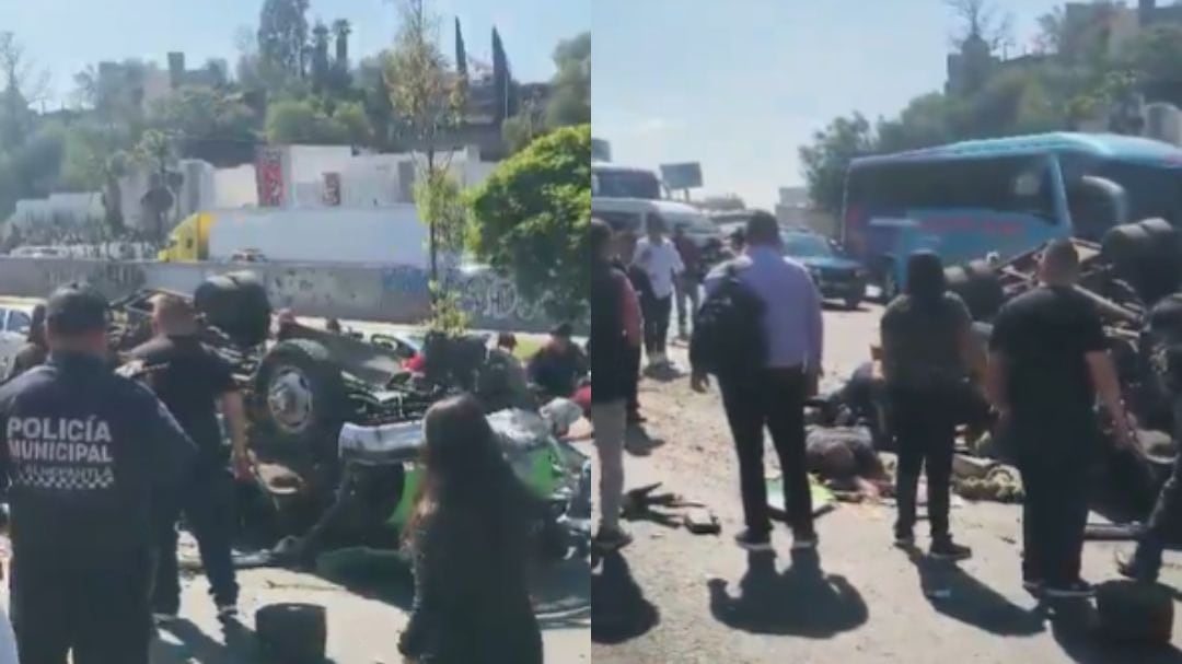 Accidente en la México-Pachuca: microbús vuelca y deja lesionados en Tlalnepantla