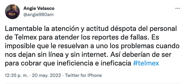 Usuario de Twitter se queja de fallas de Internet de Telmex
