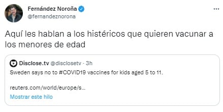 Fernández Noroña sobre la vacunación en menores de edad